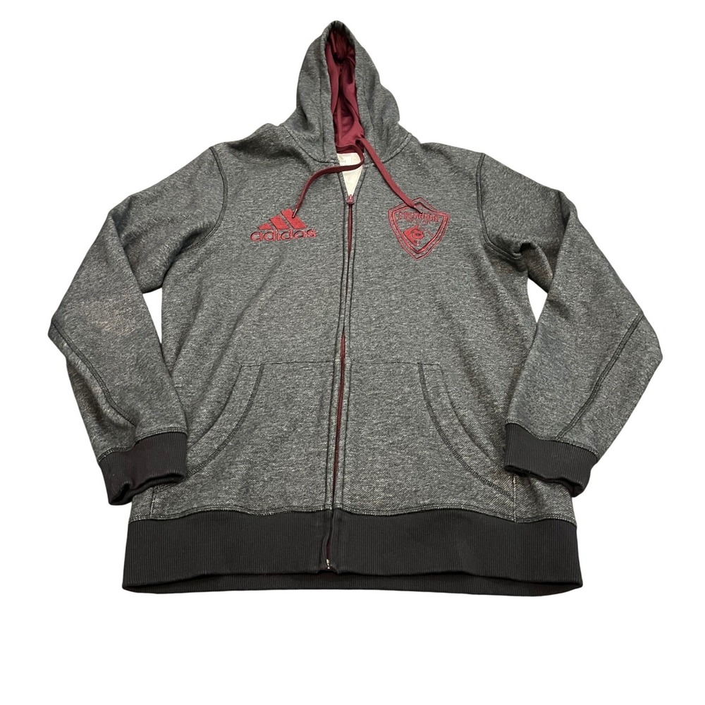Adidas Colorado Rapids‎ Zip Hoodie Mens M Gray Burgundy MLS Soccer Sweatshirt